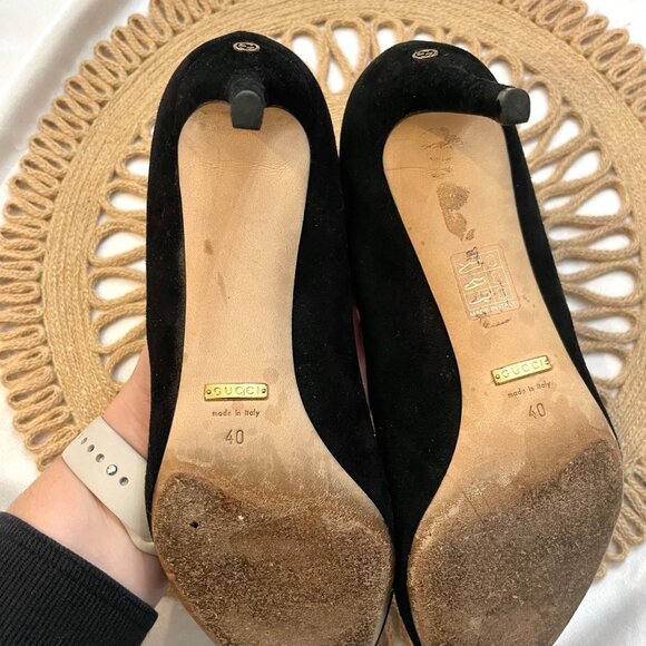 Gucci Black Suede Round Toe Pumps Heels Size EU 40 - Picture 14 of 14